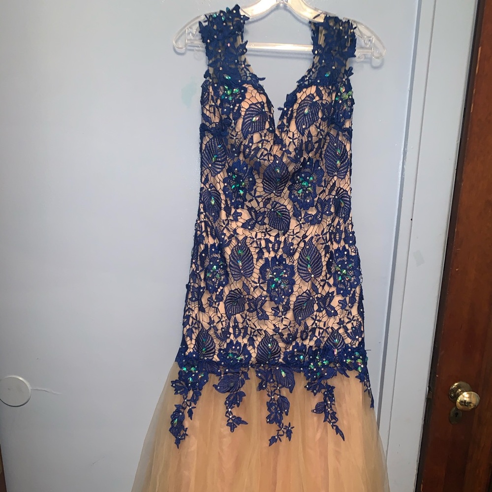 Gorgeous size 6 ROYAL blue/beige dress